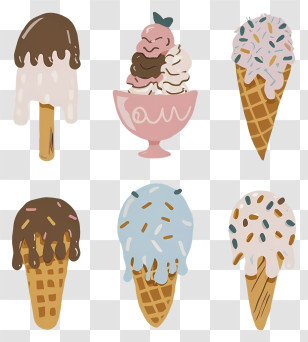 Ice Cream Cones - Delicious Ice Cream Cones And Sundae Transparent PNG