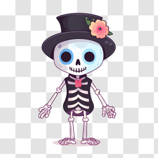 Halloween Skeleton - Skeleton Cartoon Illustration With Hat Transparent PNG