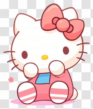 Hello Kitty - Hello Kitty Sitting With Pink Outfit Transparent PNG