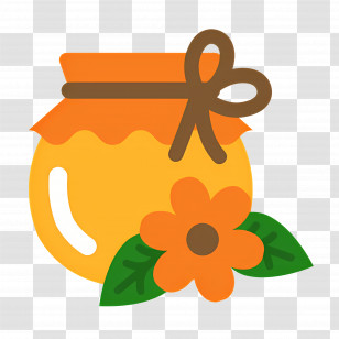 Honey Jar - Illustration Of A Decorated Honey Jar With A Flower Transparent PNG