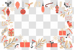 Christmas Lights Border Frame - Christmas Frame With Gifts And Ornaments Transparent PNG