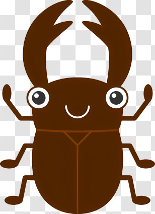 Insect - Cute Cartoon Stag Beetle With Cheerful Face Transparent PNG
