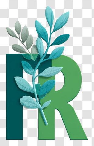Fr Logo - Green R Letter With Leaves Transparent PNG