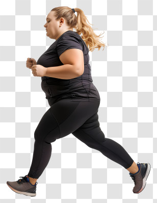 Obese Woman - Woman Jogging In Sportswear Transparent PNG