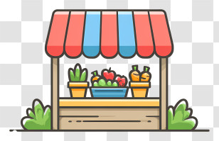 Marketplace Icon - Colorful Market Stall With Vegetables Transparent PNG