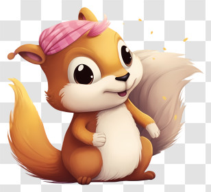 Cartoon Squirrel Baby - Cute Cartoon Squirrel With Pink Hat Transparent PNG