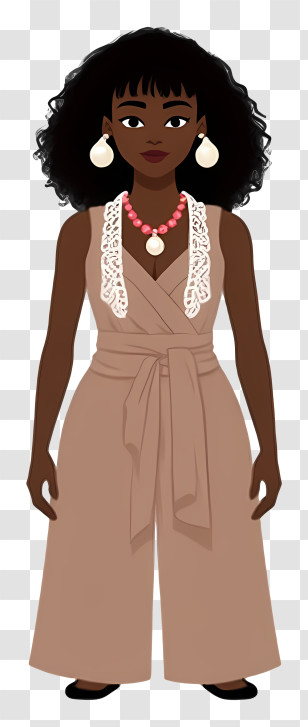 African Woman - Stylish Woman Character With Fashionable Outfit Transparent PNG