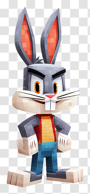 Minecraft Bugs Bunny - Gray Rabbit Cartoon Character Transparent PNG