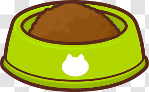 Icon - Cartoon Green Cat Food Bowl Design Transparent PNG