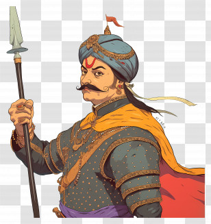 Maharana Pratap - Historical Warrior With Spear Illustration Transparent PNG