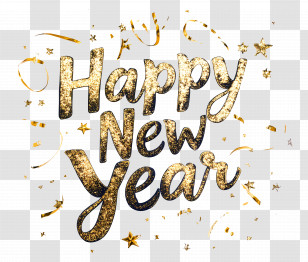 Happy New Year - Happy New Year Text In Glitter Style Transparent PNG