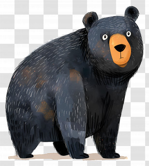 Cartoon Black Bear - Cartoon-Style Black Bear Illustration Transparent PNG
