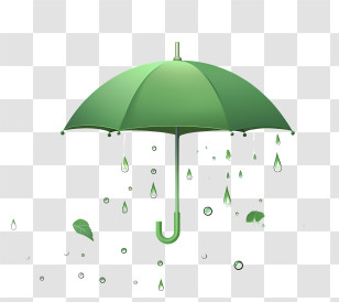 Spring - Green Umbrella With Raindrops Transparent PNG