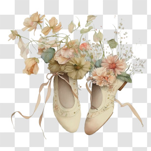 Ballet Shoes
 - Elegant Ballet Shoes With Floral Arrangement Transparent PNG