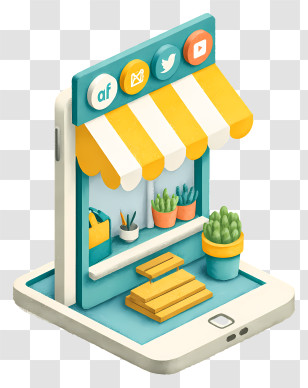 Smartphone Online Shopping - Mobile Shop 3D Illustration Transparent PNG