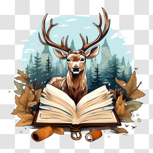 Dear Diary Day - Deer With Open Book In Forest Transparent PNG