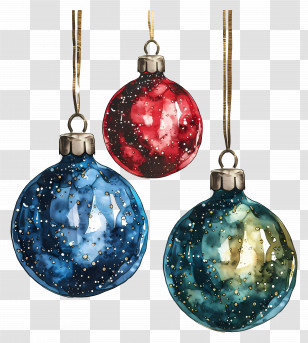Glitter Ball Ornaments - Shiny Christmas Baubles With Glittery Patterns Transparent PNG