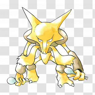 Alakazam - Yellow Fantasy Creature With Spoons Transparent PNG