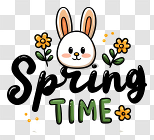 Logo Word Spring Time - Spring Time Bunny Badge Transparent PNG