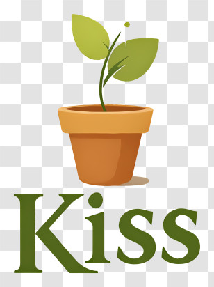 Kiss Logo - Plant In Pot With Text Logo Transparent PNG