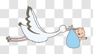 Baptism - Stork Carrying Baby Bundle Transparent PNG