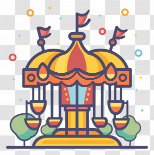 Amusement Park - Colorful Carousel Ride Transparent PNG