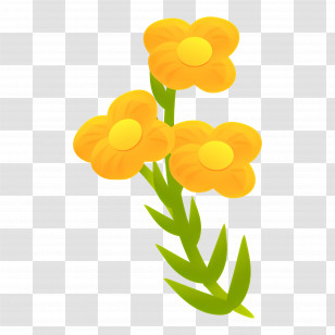 Yellow Flower - Yellow Petals With Green Stem Illustration Transparent PNG