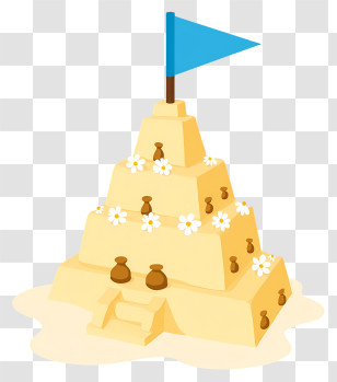 Songkran Festival Sand Pagoda - Creative Sandcastle With Blue Flag Transparent PNG