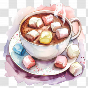 Hot Chocolate With Marshmallows - Hot Chocolate Topped With Marshmallows Transparent PNG