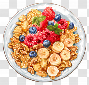 Fruit Cereal - Fruit Cereal Bowl With Berries Transparent PNG