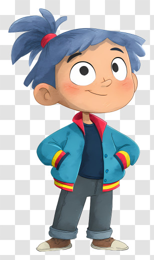 Sun Chun - Confident Child With Blue Hair Transparent PNG