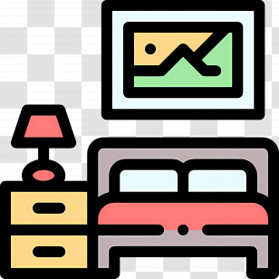 Sleeping Room - Cozy Bedroom With Bed And Lamp Transparent PNG