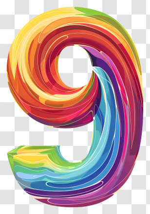 Number 9 - Colorful Number 9 Transparent PNG