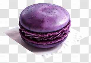 Blackcurrant Macaron - Glossy Purple Macaron Dessert Image Transparent PNG
