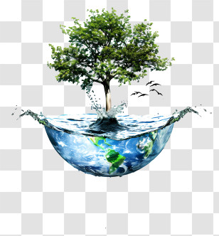 World Water Day - Tree Growing In Water Splash Transparent PNG