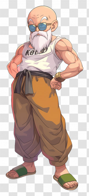 Master Roshi - Muscular Bald Man With Glasses Transparent PNG