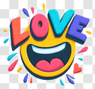 Love Emoji - Love Emoji With Colorful Letters Transparent PNG