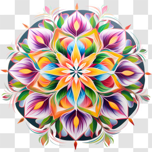 Onam
 - Colorful Floral Mandala Design Transparent PNG