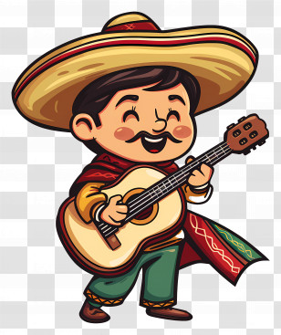 Mexican Man - Mexican Cartoon Musician Playing Guitar Transparent PNG