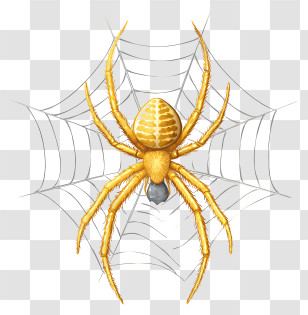 Spider Web - Detailed Spider On Web Illustration Transparent PNG