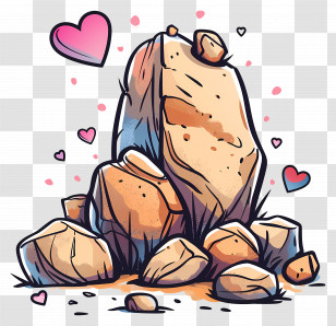 Rock - Cute Rock With Hearts Transparent PNG