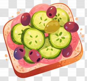 Bread With Fruit - Vegetable Toast With Cucumber And Olives Transparent PNG