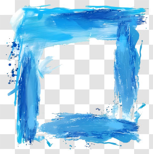 Blue Frame - Abstract Artistic Blue Paint Frame Illustration Transparent PNG