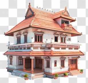Kerala House - Beautiful Multistory Traditional House Design Transparent PNG