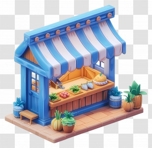 Wooden Shop - Cute Market Stall With Vegetables Transparent PNG