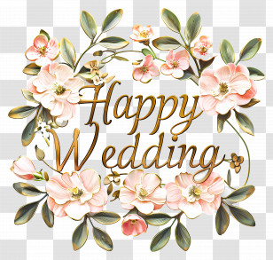 Happy Wedding - Happy Wedding Floral Frame Design Transparent PNG