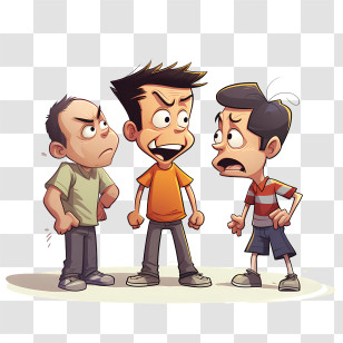 Stop Bullying Day - Three Boys Arguing In Cartoon Style Transparent PNG