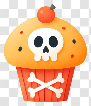 Halloween Cupcake With Skull - Skull Themed Cupcake Transparent PNG