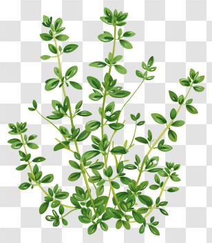 Thyme - Green Herbal Branches Illustration Transparent PNG