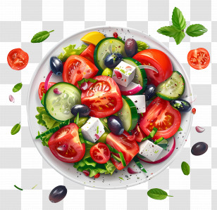 Greek Salad - Fresh And Vibrant Salad With Vegetables And Herbs Transparent PNG